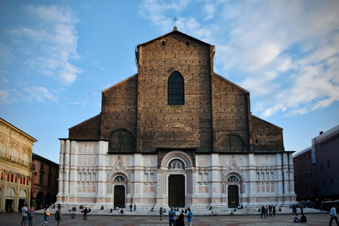 Great Rennaissance cathedral of San Petronio in Bologna, on its main Square Piazza Maggiore. by Arno Senoner